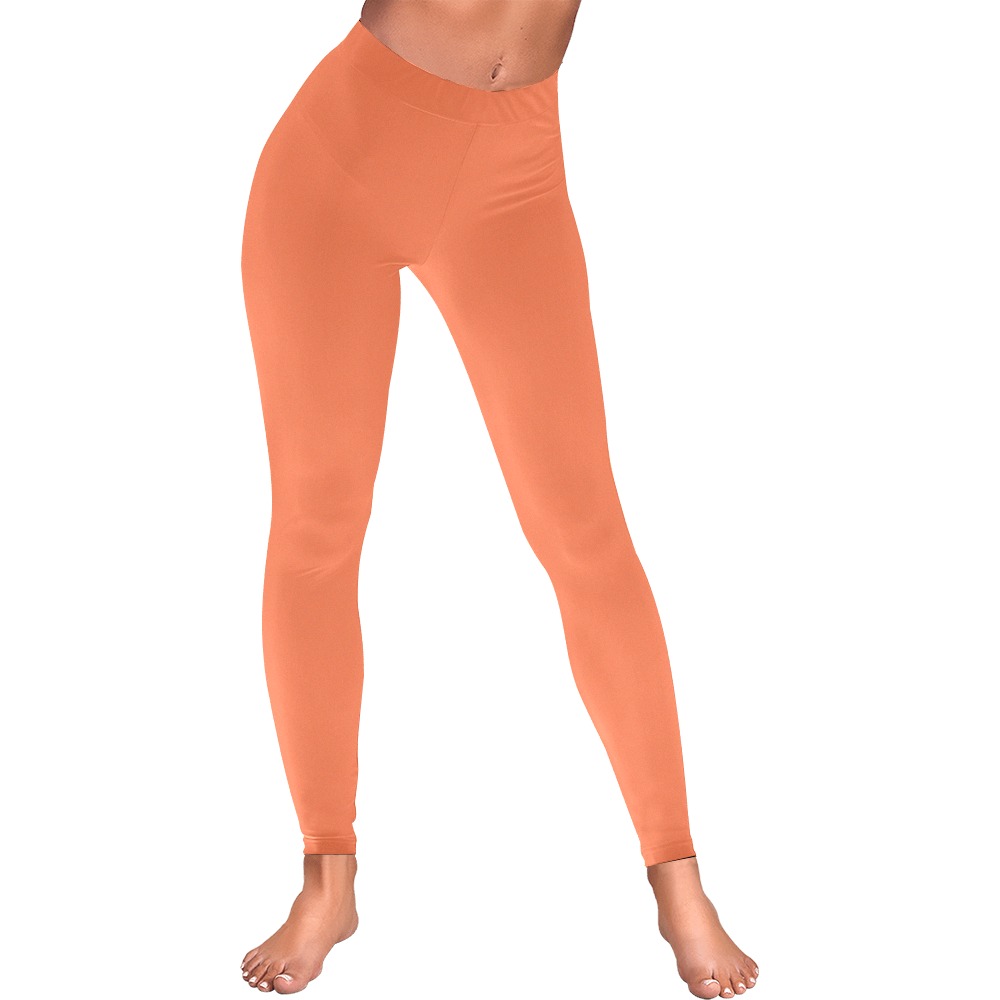 Coral Rose Women's Low Rise Leggings (Invisible Stitch) (Model L05)