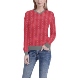 Red Sparks Women's All Over Print V-Neck Sweater (Model H48)