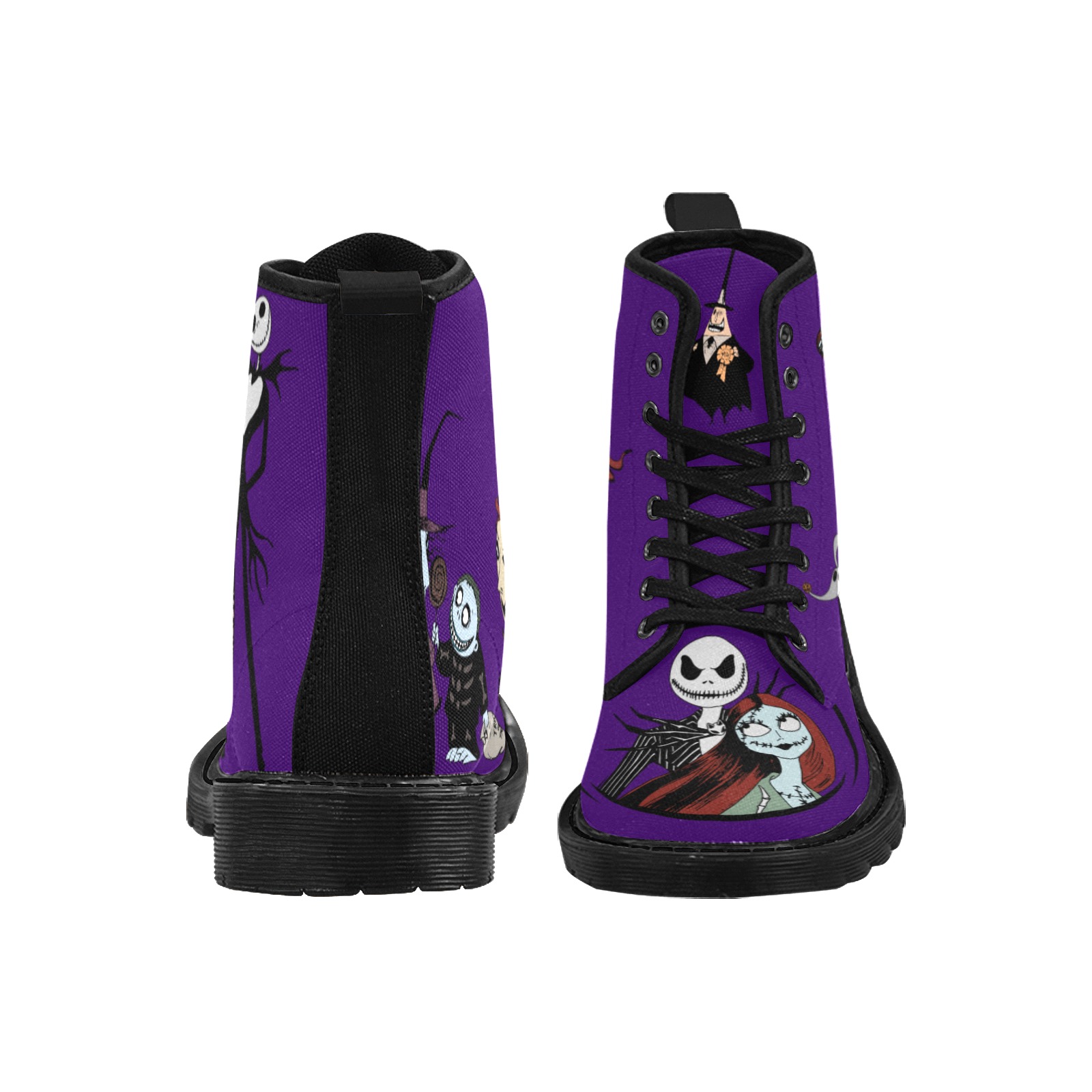 The Nightmare Before Christmas High Black Boots Martin Boots for Women (Black) (Model 1203H)