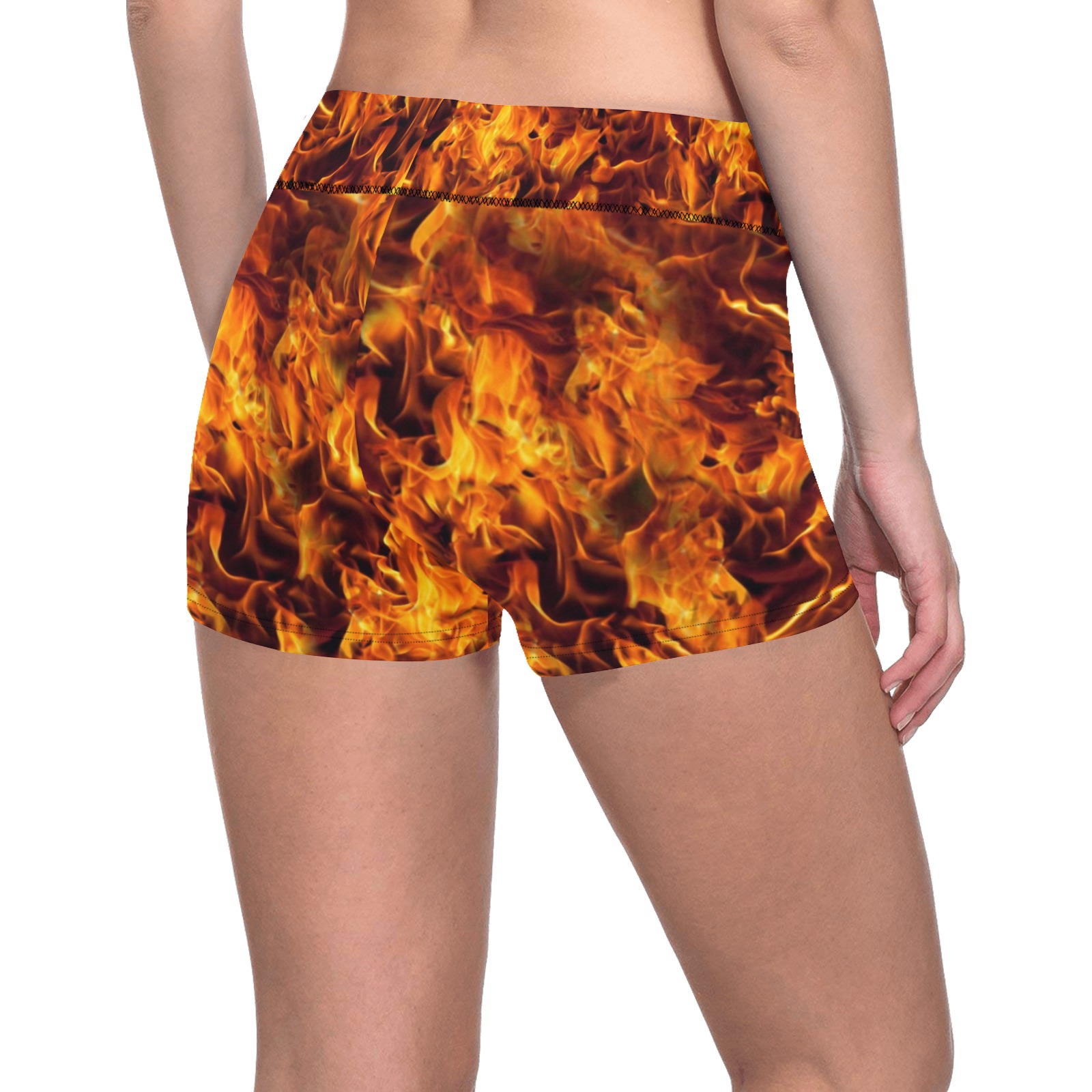 Fire and Flames Pattern Women's All Over Print Short Leggings (Model L28)