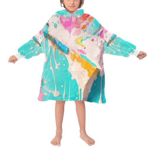 Sweet icecream. Pastel colors. Cool abstract art. Blanket Hoodie for Kids