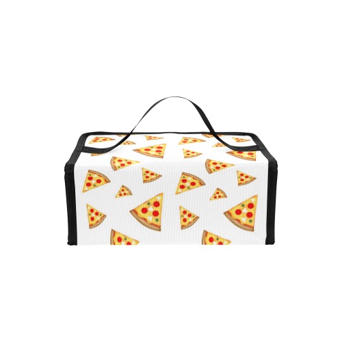 Cool and fun pizza slices pattern on white Portable Insulated Lunch Bag (Model 1727)