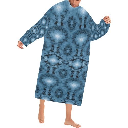 Nidhi decembre 2014-pattern 7-44x55 inches-blue Blanket Robe with Sleeves for Adults