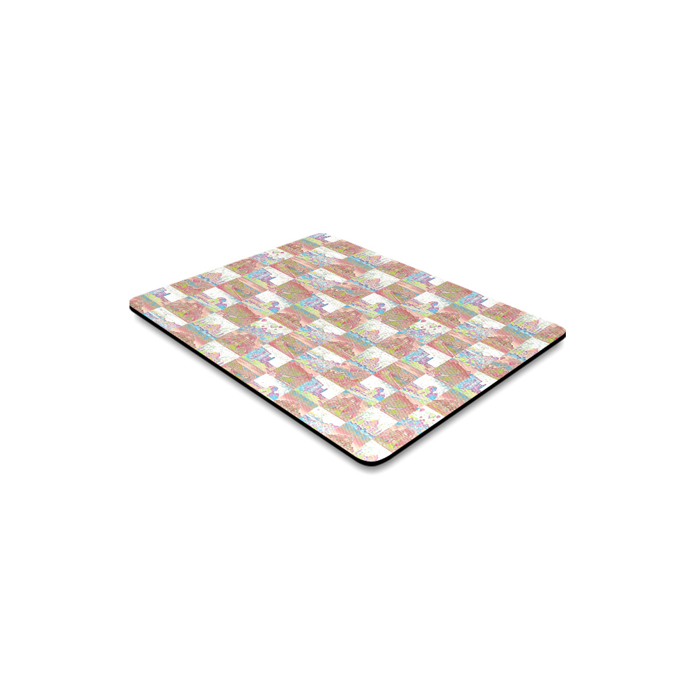 Big Pink and White World Travel Collage Pattern Rectangle Mousepad