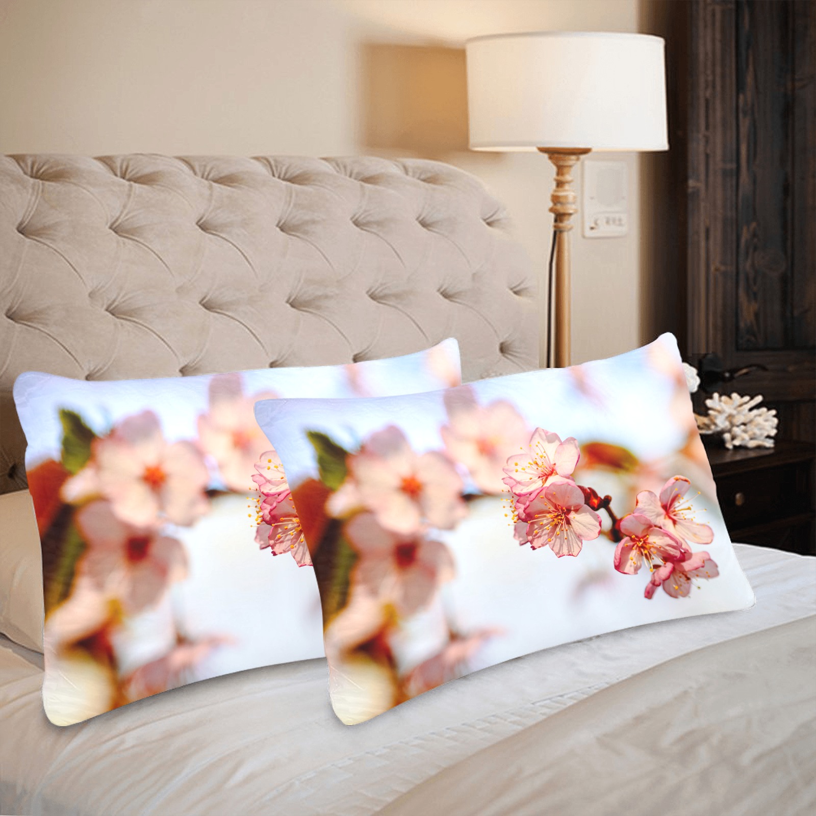 Stunning natural composition of sakura flowers. Custom Pillow Case 20"x 30" (One Side) (Set of 2)