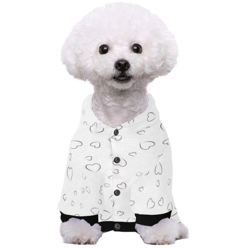 White Hearts Floating Pet Dog Hoodie