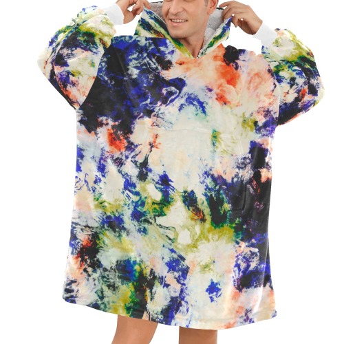 Modern watercolor colorful marbling Blanket Hoodie for Men