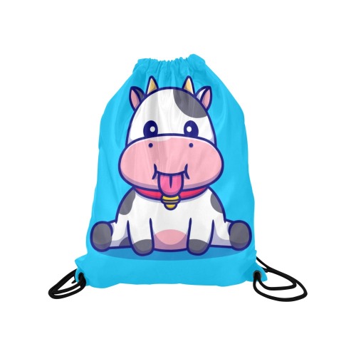 Adorable Cow Drawstring Bag Medium Drawstring Bag Model 1604 (Twin Sides) 13.8"(W) * 18.1"(H)