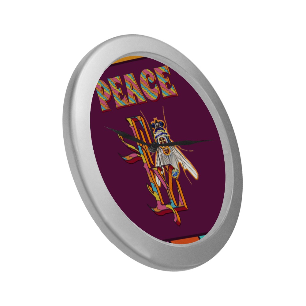 Peace Collectable Fly Silver Color Wall Clock
