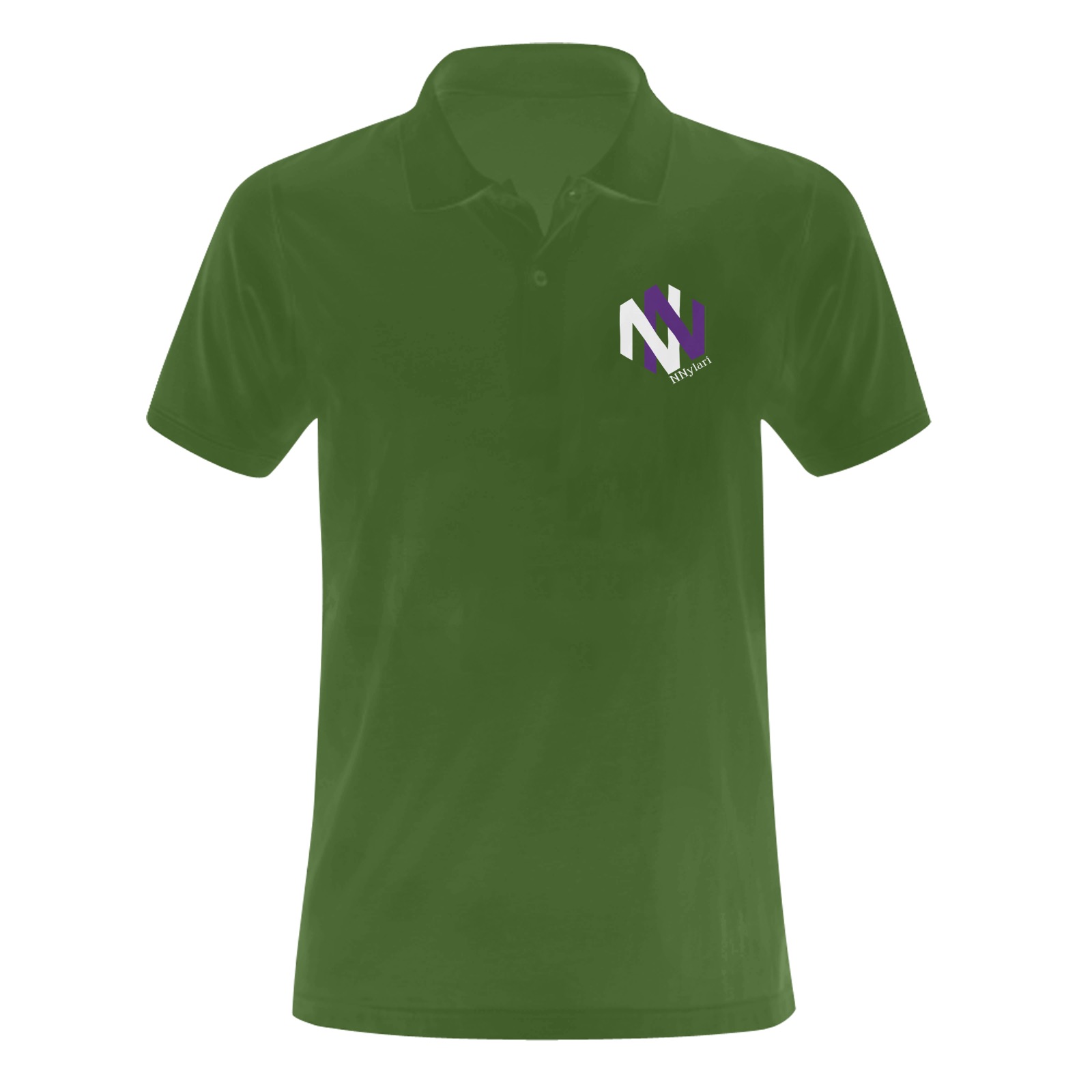 NNylari Polo Men Green (white text) Men's Polo Shirt (Model T24)