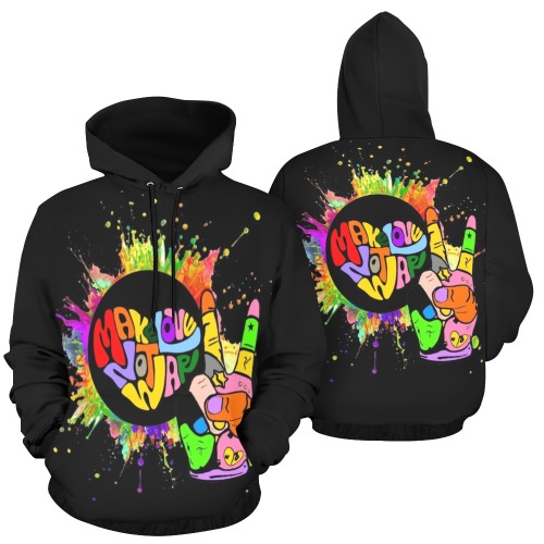 Make Love not War by Nico Bielow All Over Print Hoodie for Men (USA Size) (Model H13)