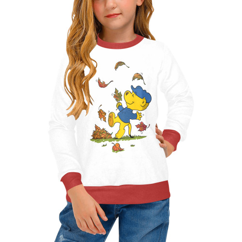 Ferald Amongst The Autumn Leaves Girls' All Over Print Crew Neck Sweater (Model H49)