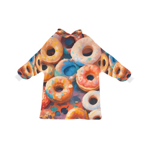 Colorful pattern of fresh donuts. Sweet dessert. Blanket Hoodie for Kids