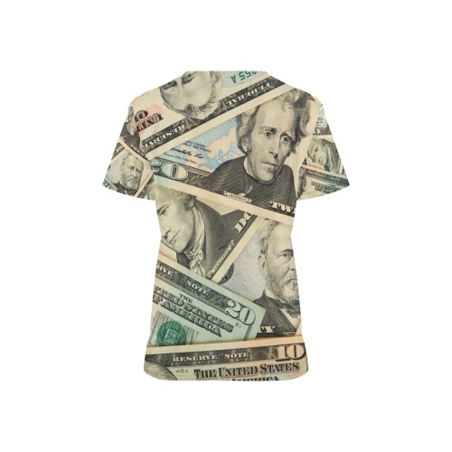 US PAPER CURRENCY All Over Print Scrub Top