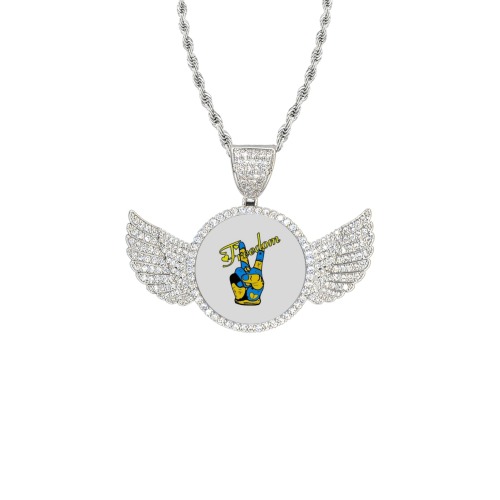 Freedom Ukraine by Nico Bielow Wings Silver Photo Pendant with Rope Chain