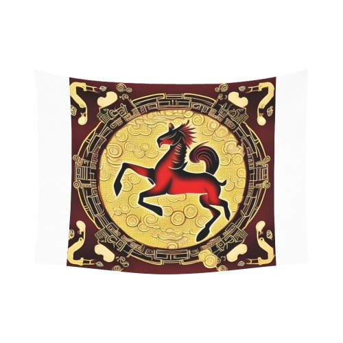 Fire Horse Polyester Peach Skin Wall Tapestry 80"x 60"