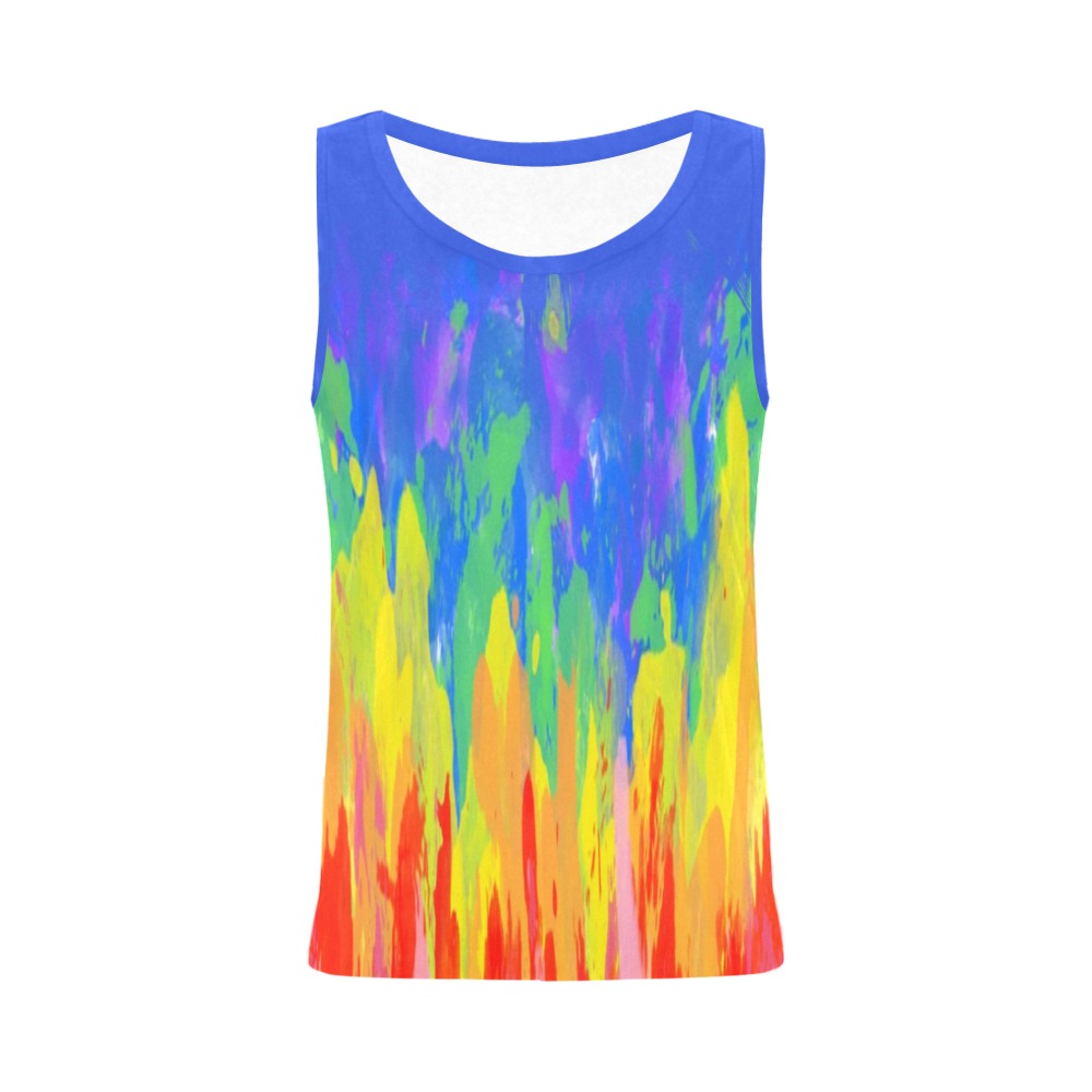 Flames Paint Abstract Classic Blue All Over Print Tank Top for Women (Model T43)