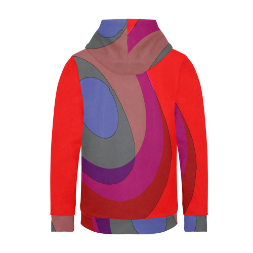 Red Abstract 714 Women's Long Sleeve Fleece Hoodie (Model H55)