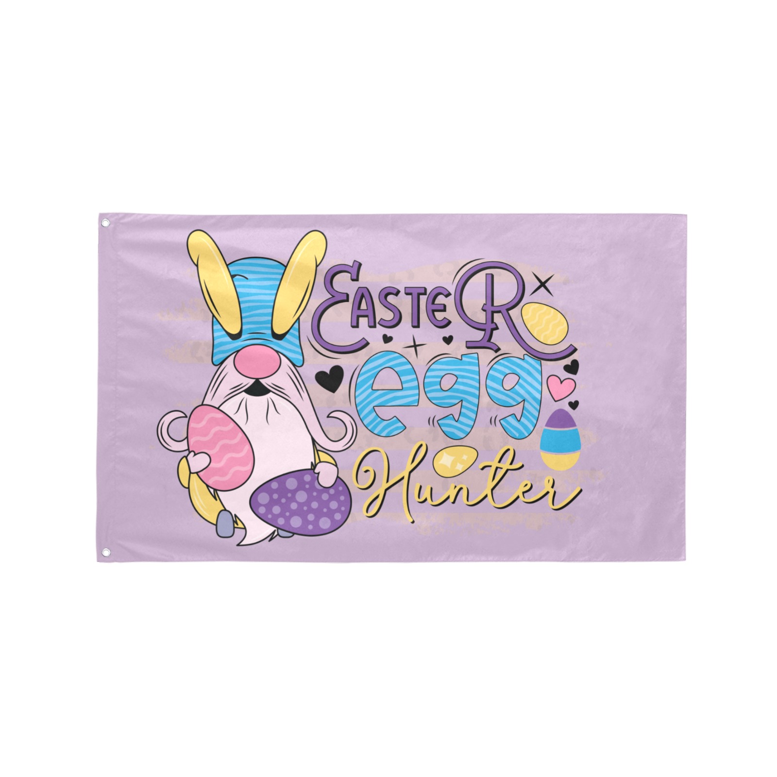 Easter Egg Hunter Gnome Garden Flag 59"x35"