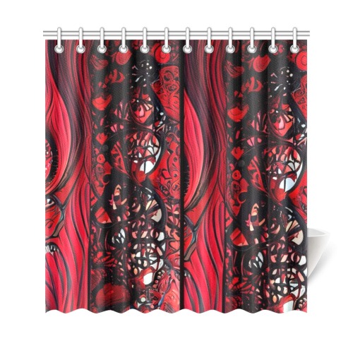 red and black intricate pattern 1 Shower Curtain 69"x72"