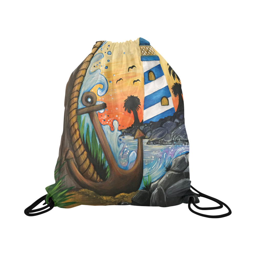 Lighthouse View Large Drawstring Bag Model 1604 (Twin Sides)  16.5"(W) * 19.3"(H)