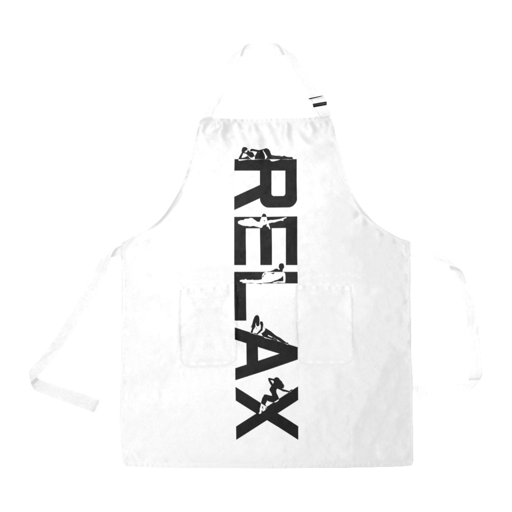 Relax black text and silhouettes of relaxing women All Over Print Apron