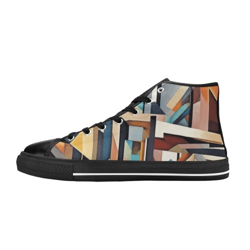 Vintage geometric abstract art. Chic composition Women's Classic High Top Canvas Shoes (Model 017)