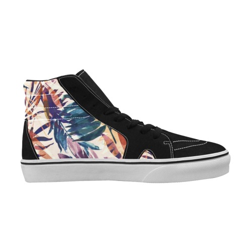 Abstract palms leaf colorful paint-6 Women's High Top Skateboarding Shoes (Model E001-1)