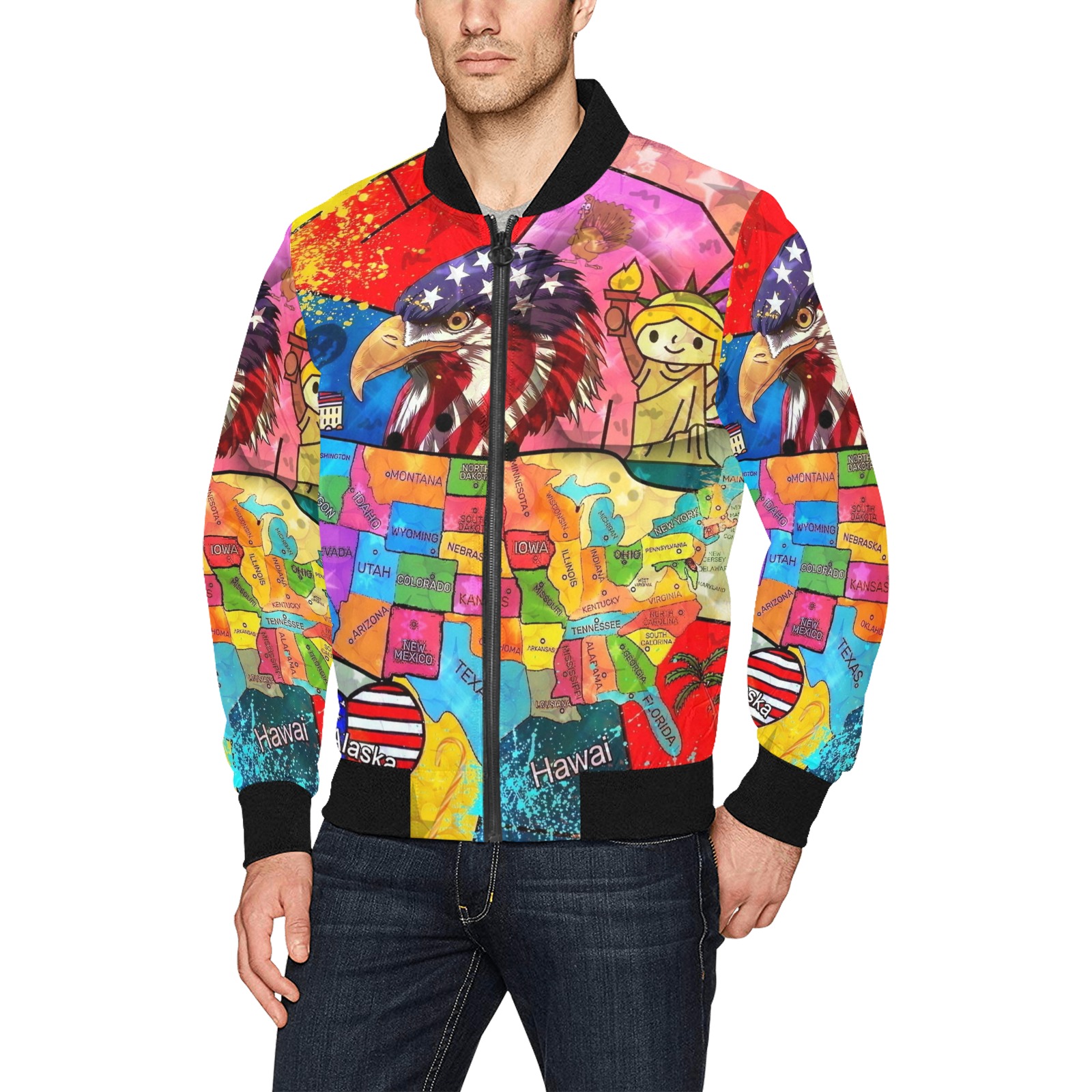 USA 2022 by Nico Bielow All Over Print Bomber Jacket for Men (Model H31)