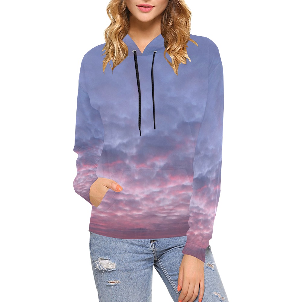 Morning Purple Sunrise Collection All Over Print Hoodie for Women (USA Size) (Model H13)