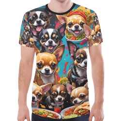 CHIHUAHUAS EATING MEXICAN FOOD 2 New All Over Print T-shirt for Men (Model T45)