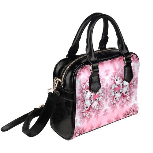 Pink Rose Garden Frost Fractal Shoulder Handbag (Model 1634)