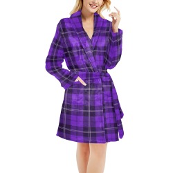 Purple Plaid Women's All Over Print Night Robe