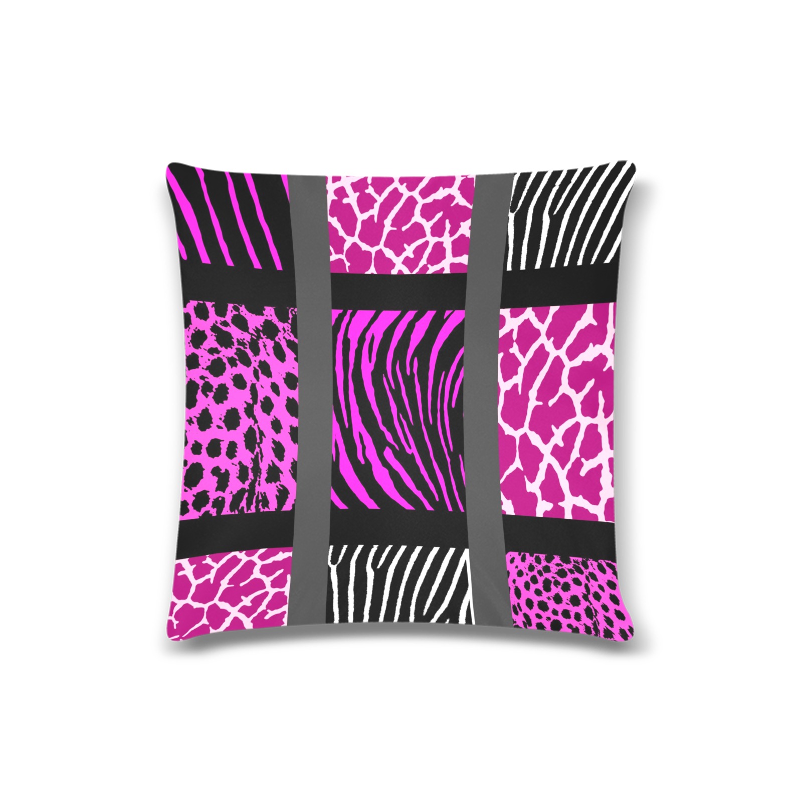 Pink Mixed Animal Print Custom Zippered Pillow Case 16"x16"(Twin Sides)