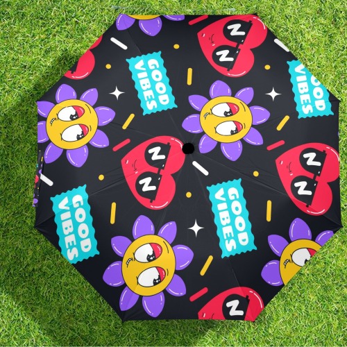 Groovy hearts Semi-Automatic Foldable Umbrella (Model U12)