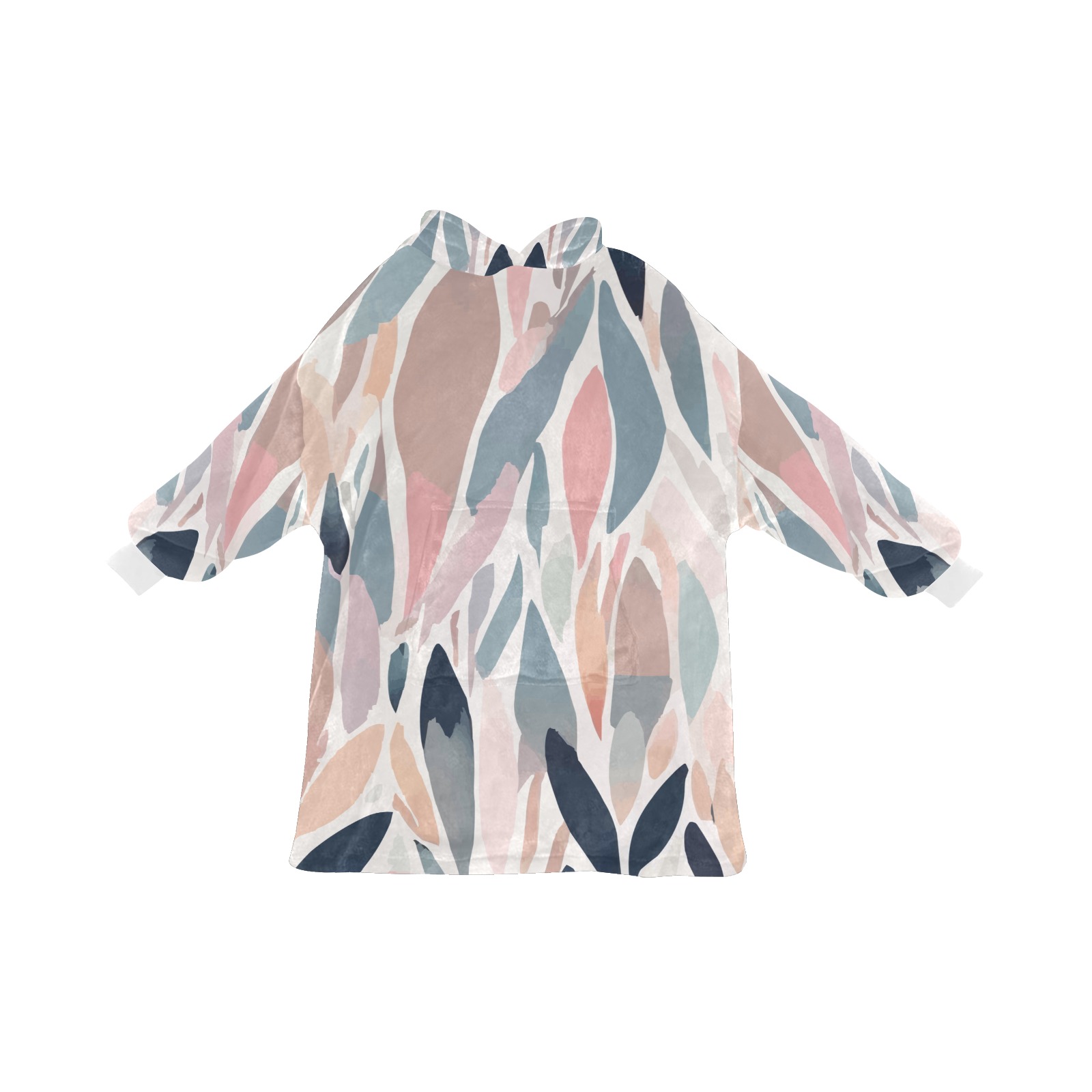 Stylish abstract shapes of pink, blue, gray colors Blanket Hoodie for Women