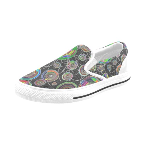 coloured cogs v1 w Slip-on Canvas Shoes for Kid (Model 019)