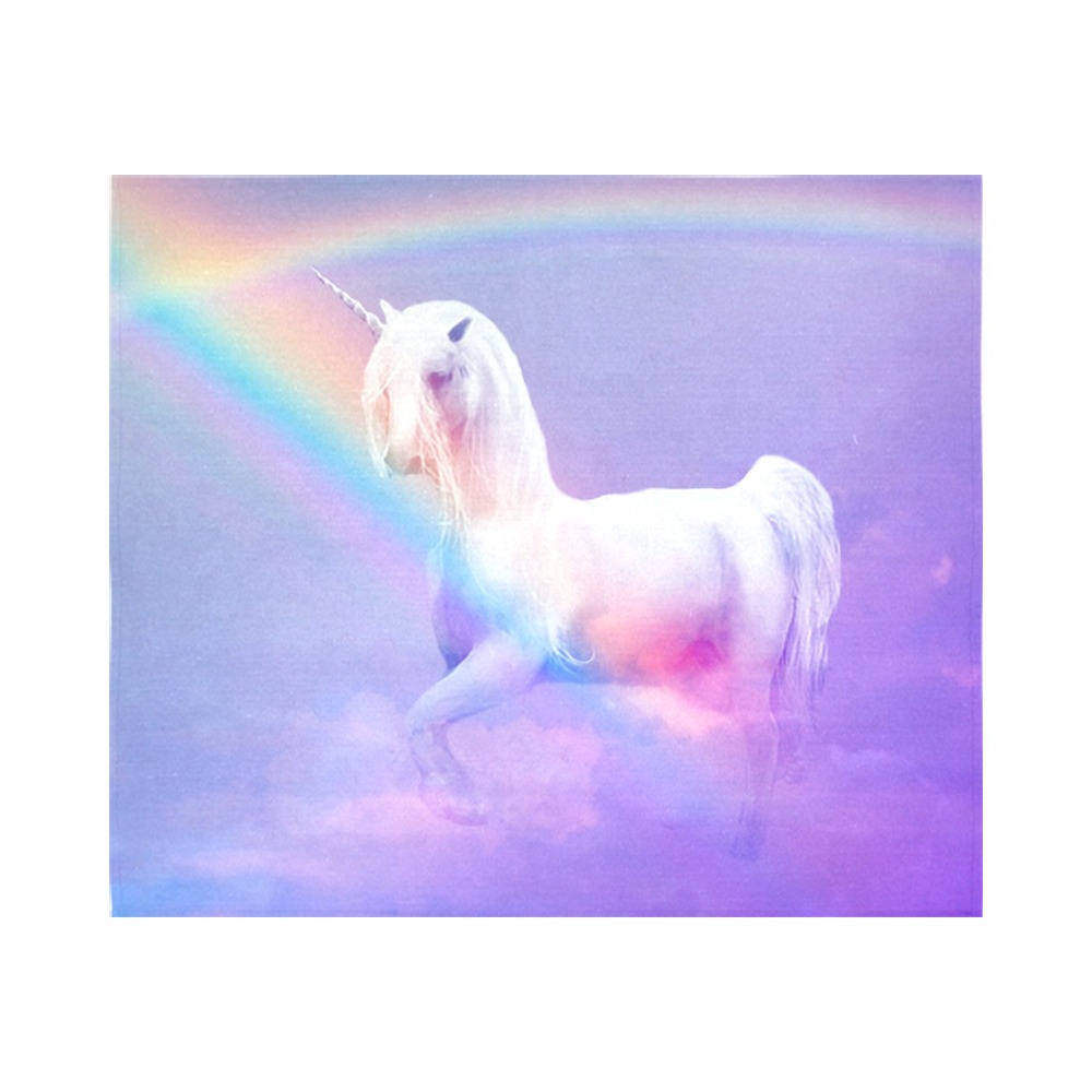 Unicorn and Rainbow Cotton Linen Wall Tapestry 60"x 51"