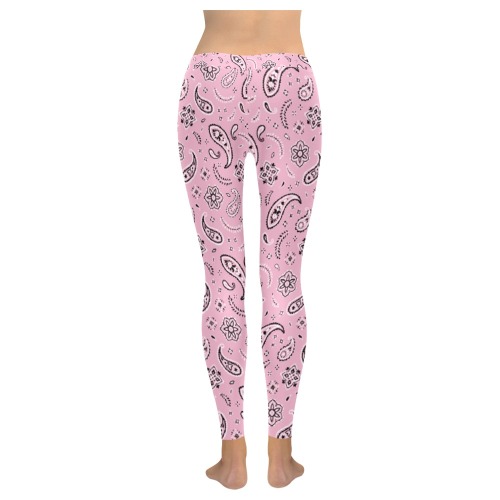 Pink Paisley Low Rise Leggings (Invisible Stitch) (Model L05)