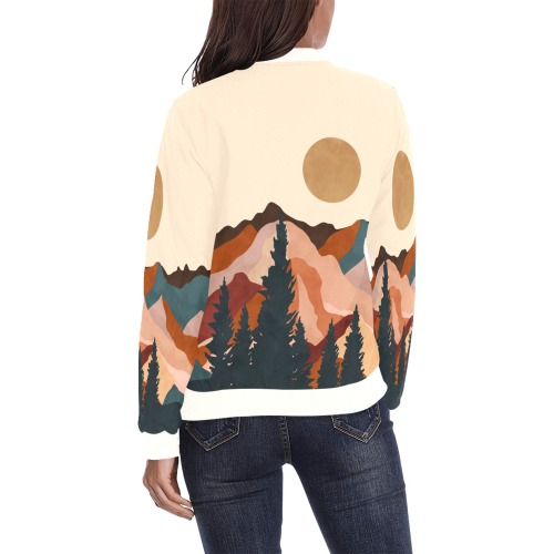 Landscape mountain sunset All Over Print Bomber Jacket for Women (Model H36)