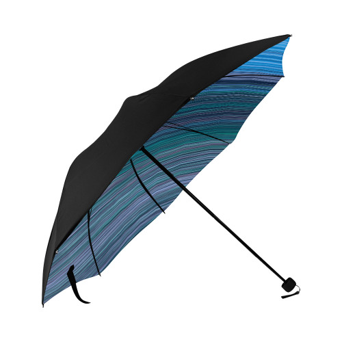 Abstract Blue Horizontal Stripes Anti-UV Foldable Umbrella (Underside Printing) (U07)