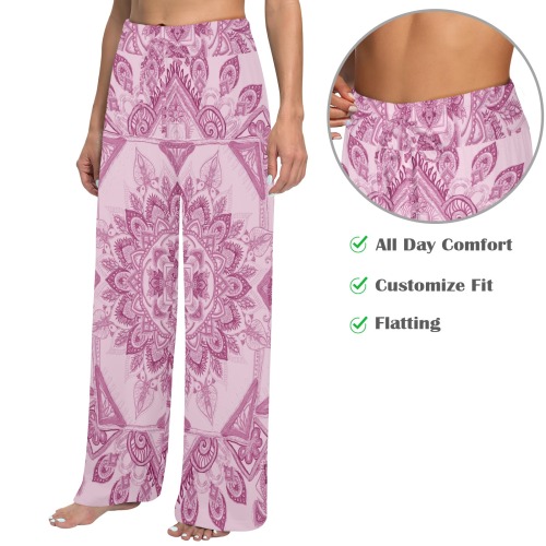 gamba pastel pink Women's Wide Leg Lounge Pants (Model L77)