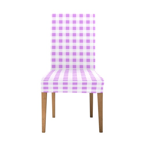 Lavender Gingham Removable Dining Chair Cover