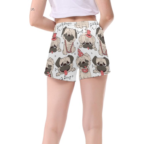 pugs (4) Women's Mid-Length Board Shorts (Model L55)