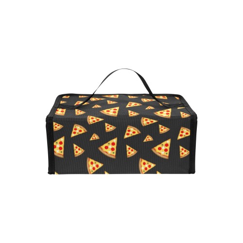 Cool and fun pizza slices dark gray pattern Portable Insulated Lunch Bag (Model 1727)