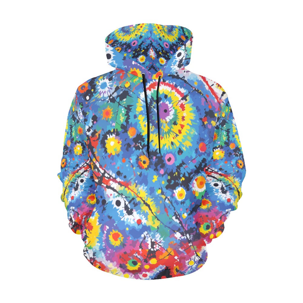 Play of colors and shapes. Abstract tie-dye art. All Over Print Hoodie for Men (USA Size) (Model H13)