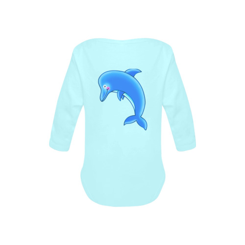 Blue Dolphin Sealife Cartoon Baby Powder Organic Long Sleeve One Piece (Model T27)