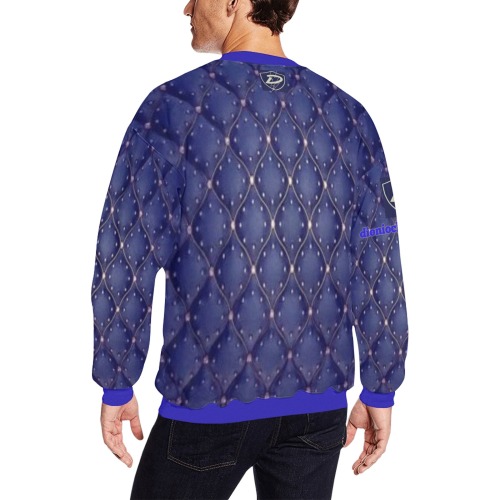 DIONIO Clothing - Galvadon Sweatshirt (Dark Blue D Shield Logo) Men's Oversized Fleece Crew Sweatshirt (Model H18)