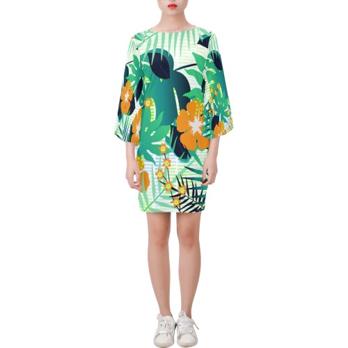 GROOVY FUNK THING FLORAL Bell Sleeve Dress (Model D52)