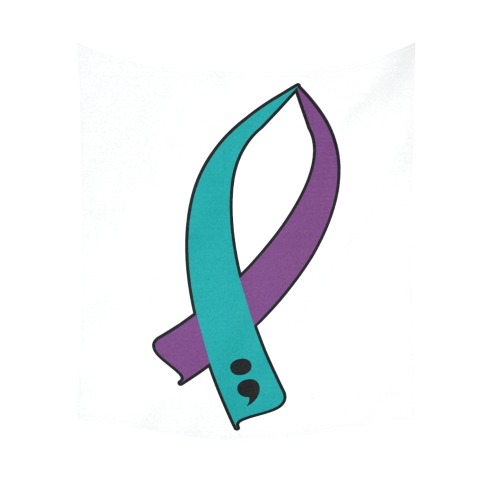 Suicide Awareness Ribbon Cotton Linen Wall Tapestry 51"x 60"